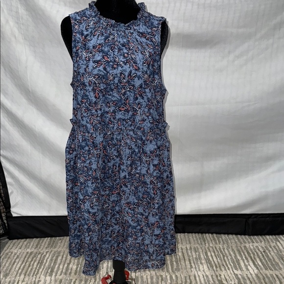 Lucky Brand Blue Sleeveless Mock Neck Sundress - Picture 1 of 3
